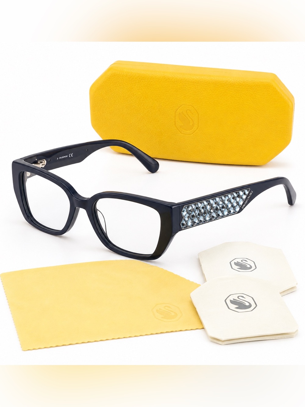 NEW Swarovski CRYSTAL Navy Blue Women's Cat-Eye Glasses RX SK5446 090
